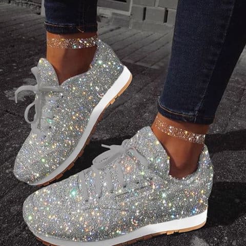 Women Muffin Rhinestone New Crystal Platform Sneakers