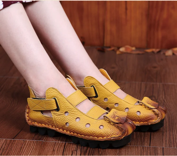 Summer Retro Soft Sole Leather Women's Shoes Personality Casual Sandals - Image 18