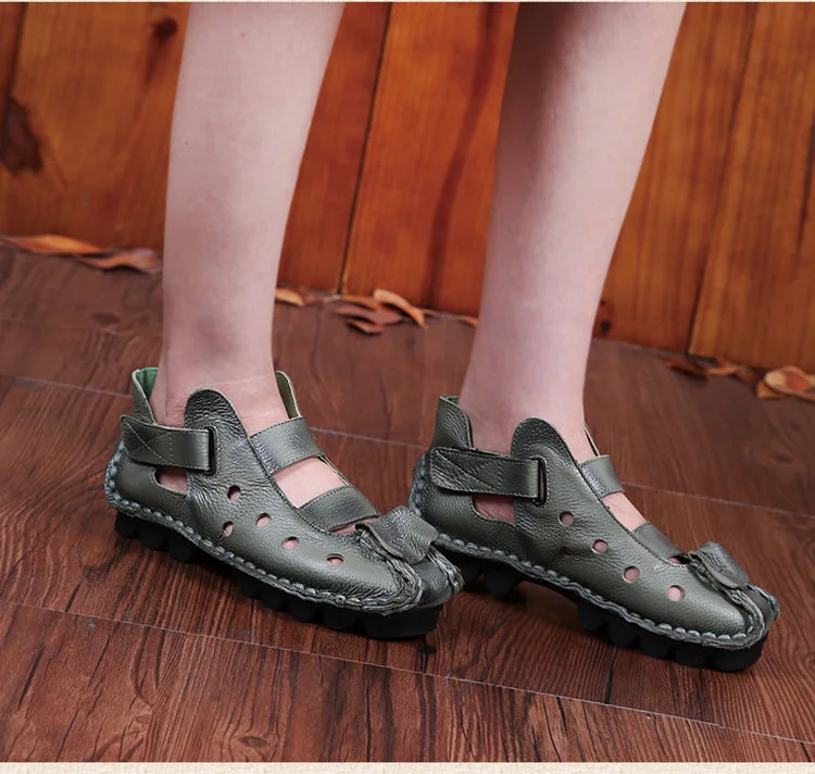 Summer Retro Soft Sole Leather Women's Shoes Personality Casual Sandals - Image 24