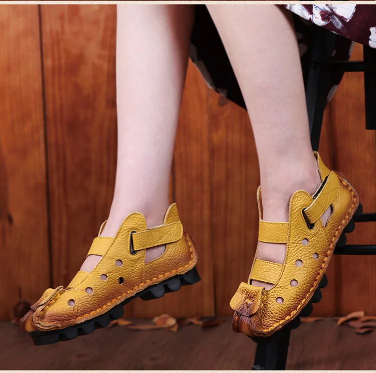 Summer Retro Soft Sole Leather Women's Shoes Personality Casual Sandals - Image 21