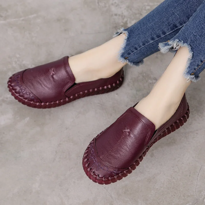 Genuine Leather Casual Women's Comfortable and Versatile Flat Non-slip Soft-soled Shoes - Image 4