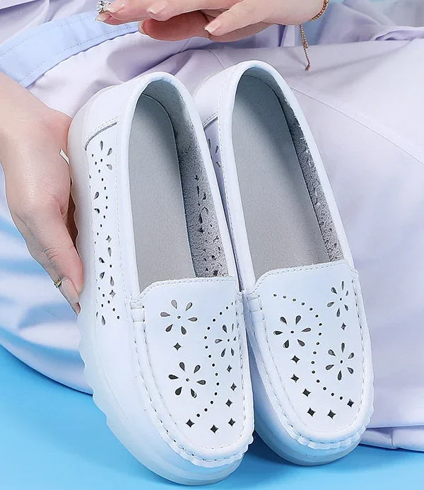 Women's Nurse Loafers Leather Plum Stomata Nursing Shoes