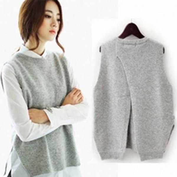 The Best 2018 Autumn knitted sleeveless sweater vests Female sleeveless knit sweaters Round neck short waistcoat Vest mujer Online - Takalr