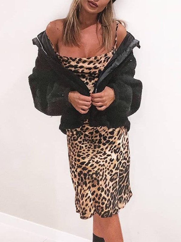 Sexy Woman Leopard Dresses Sleeveless Slim Fit Ladies Party Club Dress Mini Bodycon Backless Femme Camisole Mujer Clothing - Takalr