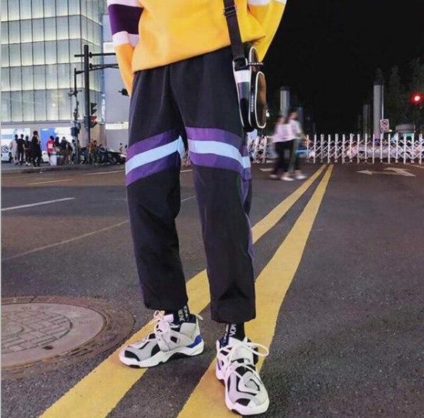 New Hip Hop Reflective pants Harajuku Casual Black Cargo Pants Women Elastic High Waist Pants Streetwear Sweatpants Jogger - Takalr