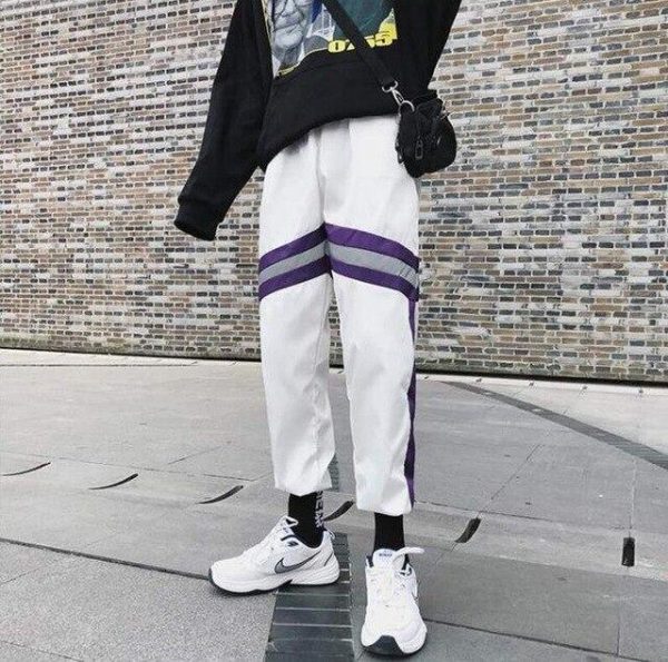 New Hip Hop Reflective pants Harajuku Casual Black Cargo Pants Women Elastic High Waist Pants Streetwear Sweatpants Jogger - Takalr