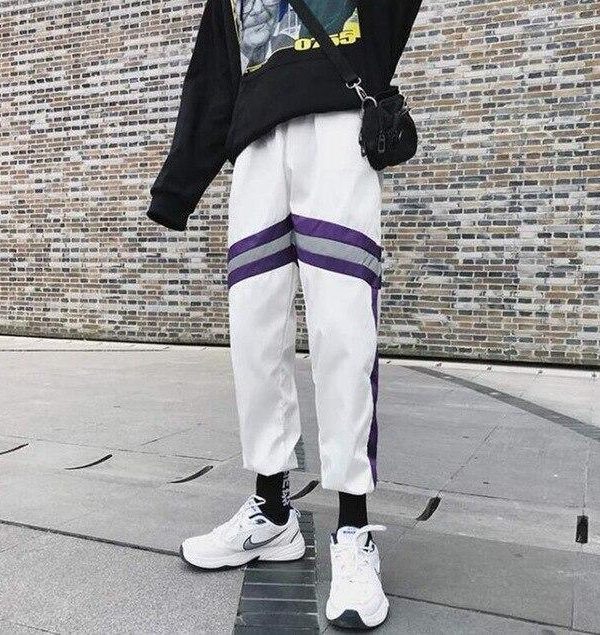 New Hip Hop Reflective pants Harajuku Casual Black Cargo Pants Women Elastic High Waist Pants Streetwear Sweatpants Jogger - Takalr