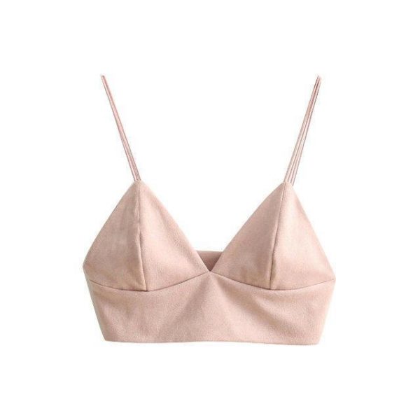 Summer Bralette Crop Top Sexy Pink Strappy Suede Cami Camisole Casual Women Tops - Takalr