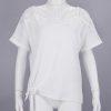 Summer Clothing White Casual Lace Patchwork Short Sleeve Lace Up Women Tops Summer Women Blouse and Tops Sexy Tops - Takalr