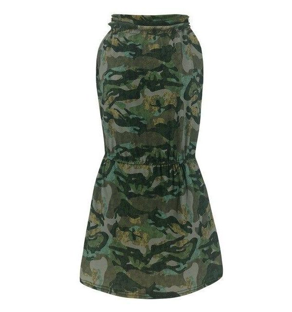 Summer Mini Drss Casual Halter Sleeveless Estic Waist  Camouflage Women Dress Summer Dress Women Shirt Dress - Takalr