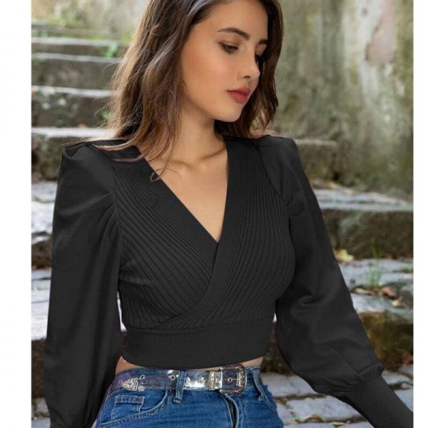 The Best 2019 Autumn Women Puff Long Sleeve Solid Buttons Tops Shirt Fashion Ladies OL Office Casual Slim Fit Blouse Tops Online - Takalr