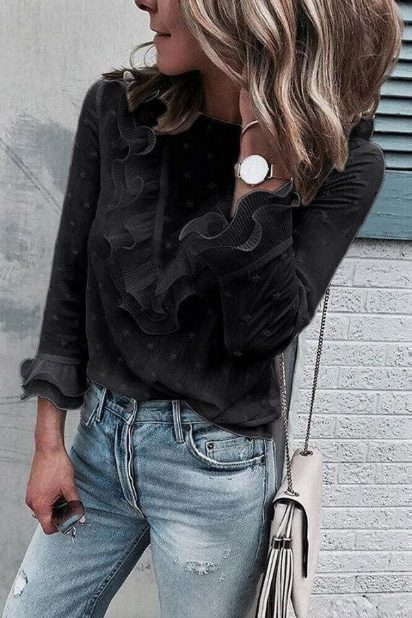 The Best 2019 Blouse Women Fashion Blouses Ruffle Ladies Tops Long Sleeve Shirt Office Lady Tops Elegant Woman Clothes Blusas Femininas Online - Takalr