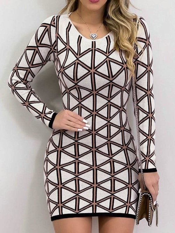 The Best 2019 Fashion Autumn Bodycon Dress Women Casual Plaid Long Sleeve Bandage Mini Dress Slim Fit Dress Outwear Online - Takalr