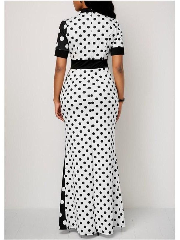 The Best 2019 Fashion Elegant Women Polka Dot Party Evening Summer Beach Dress Sundress Long Maxi Casual Slim Vintage Dress Online - Takalr