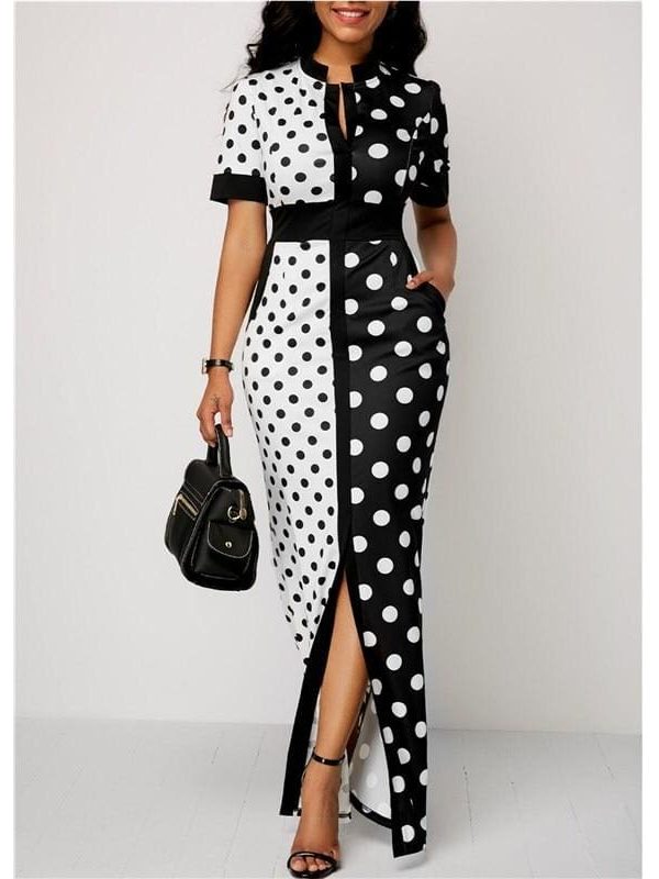 The Best 2019 Fashion Elegant Women Polka Dot Party Evening Summer Beach Dress Sundress Long Maxi Casual Slim Vintage Dress Online - Takalr