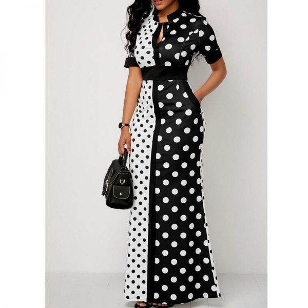 The Best 2019 Fashion Elegant Women Polka Dot Party Evening Summer Beach Dress Sundress Long Maxi Casual Slim Vintage Dress Online - Takalr