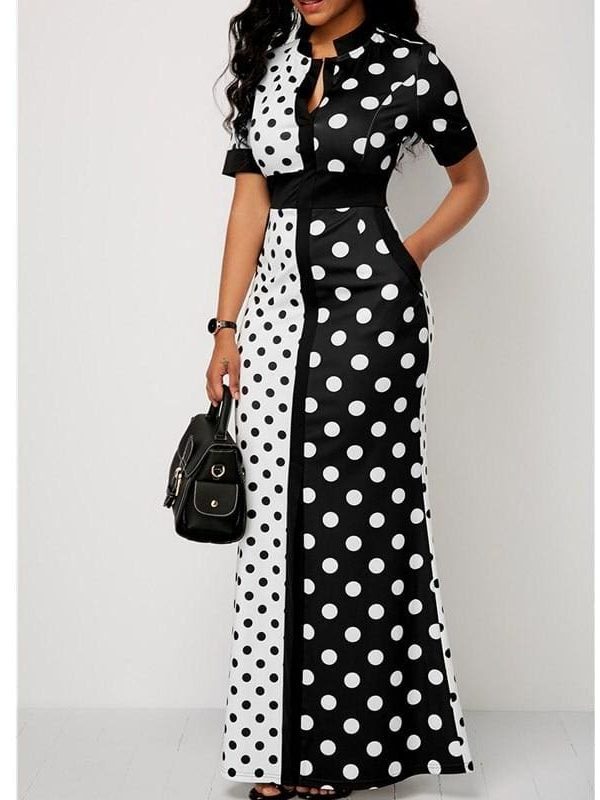 The Best 2019 Fashion Elegant Women Polka Dot Party Evening Summer Beach Dress Sundress Long Maxi Casual Slim Vintage Dress Online - Takalr