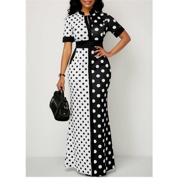 The Best 2019 Fashion Elegant Women Polka Dot Party Evening Summer Beach Dress Sundress Long Maxi Casual Slim Vintage Dress Online - Takalr