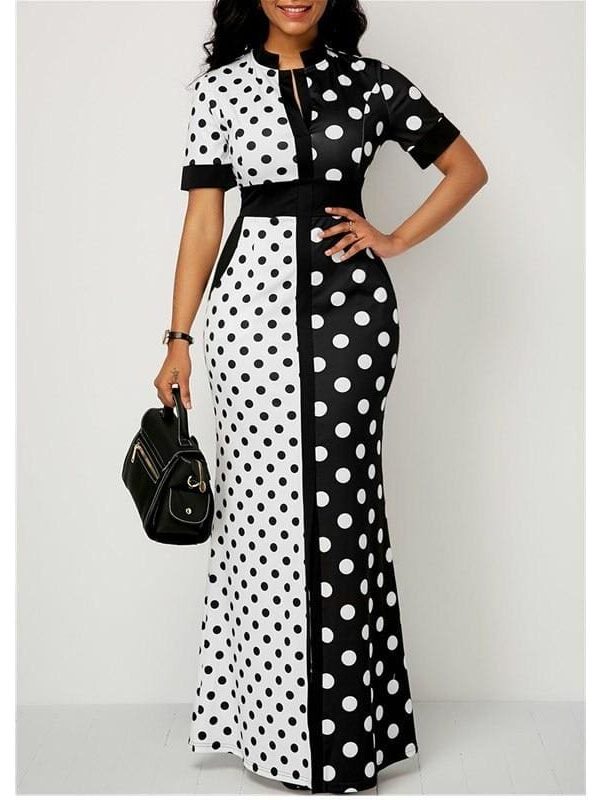 The Best 2019 Fashion Elegant Women Polka Dot Party Evening Summer Beach Dress Sundress Long Maxi Casual Slim Vintage Dress Online - Takalr