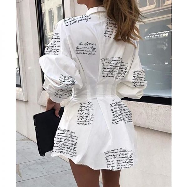 The Best 2019 Fashion Lady A-Line Dress Swing Button Long Sleeve Loose Tunic Loose Baggy Top Autumn Blouse T-Shirt Dress Online - Takalr