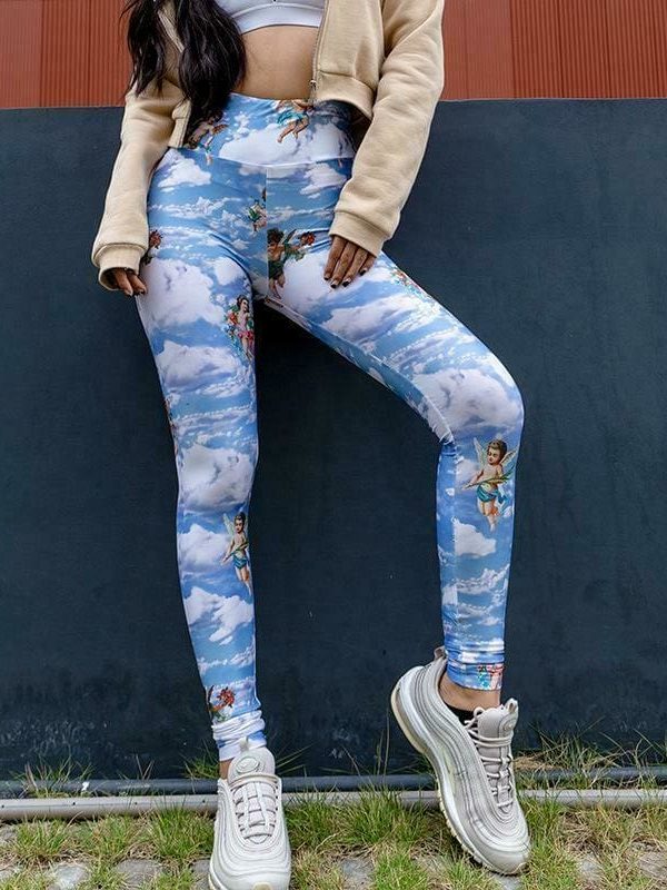 The Best 2019 Fashion New Women Printed Fitness Legging High Waist Workout Pants Running Gym Sports Stretch Trousers Online - Takalr