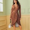 The Best 2019 Fashion Polka Dot Dress Women Ladies V Neck Long Sleeve Dress Prom Evening Party Autumn Casual Sundress Online - Takalr