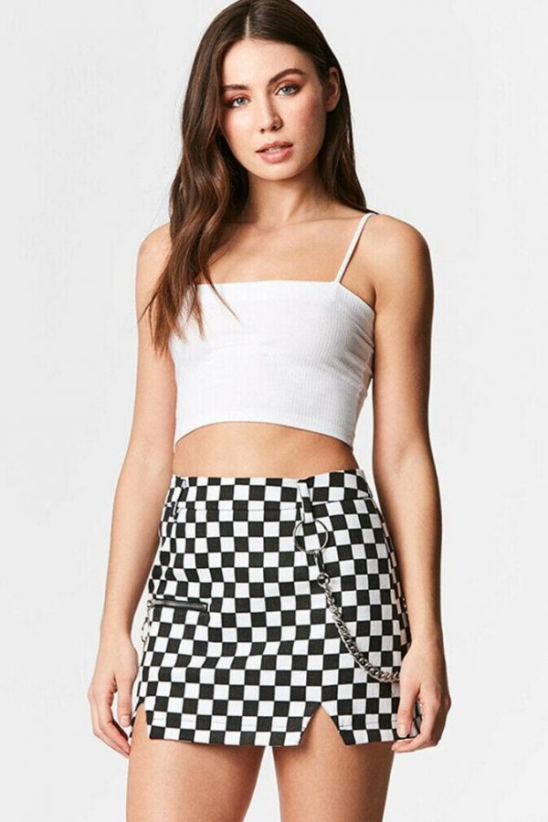 The Best 2019 Fashion Skirt Women Ladies Black And White Plaid Elastic Summer Bodycon Bandage Mini Short Pencil Skirt Online - Takalr