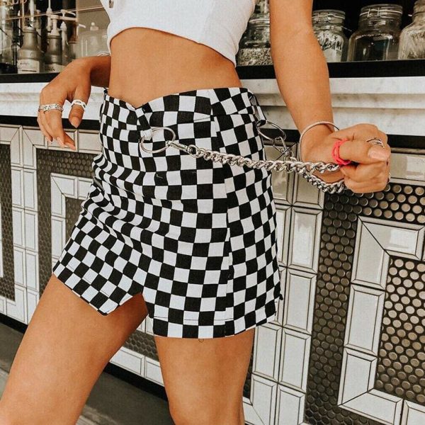 The Best 2019 Fashion Skirt Women Ladies Black And White Plaid Elastic Summer Bodycon Bandage Mini Short Pencil Skirt Online - Takalr