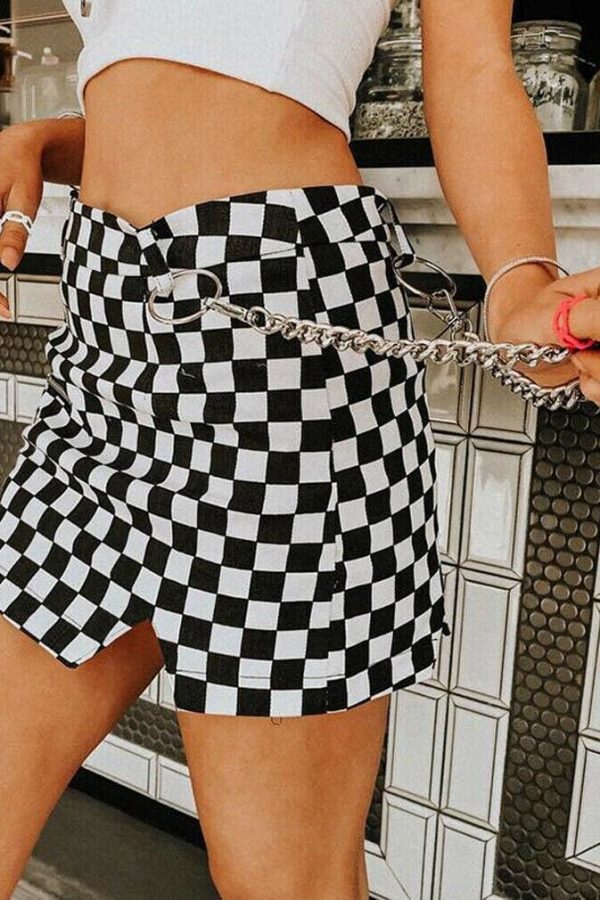 The Best 2019 Fashion Skirt Women Ladies Black And White Plaid Elastic Summer Bodycon Bandage Mini Short Pencil Skirt Online - Takalr