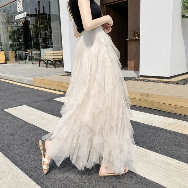 The Best 2019 Fashion Summer Women Boho Lace Tiered High Waist New Beach Long Skirt Sundress Holiday Travel Solid Casual Skirt Online - Takalr