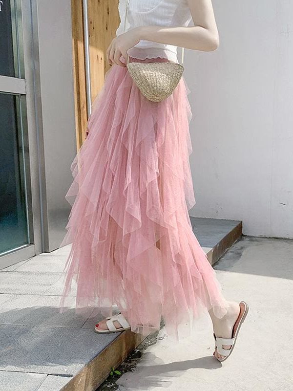 The Best 2019 Fashion Summer Women Boho Lace Tiered High Waist New Beach Long Skirt Sundress Holiday Travel Solid Casual Skirt Online - Takalr