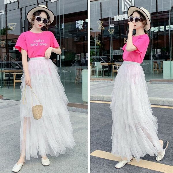 The Best 2019 Fashion Summer Women Boho Lace Tiered High Waist New Beach Long Skirt Sundress Holiday Travel Solid Casual Skirt Online - Takalr