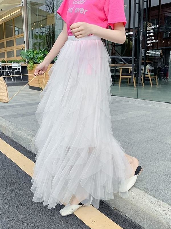 The Best 2019 Fashion Summer Women Boho Lace Tiered High Waist New Beach Long Skirt Sundress Holiday Travel Solid Casual Skirt Online - Takalr