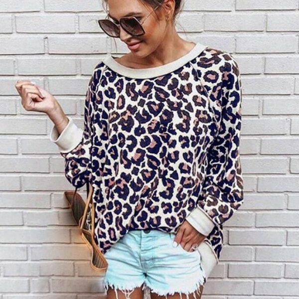 The Best 2019 Fashion Women Autumn Long Sleeve One Shoulder Top Leopard Tee Shirt Femme Ladies Tops Shirt Streetwear Online - Takalr