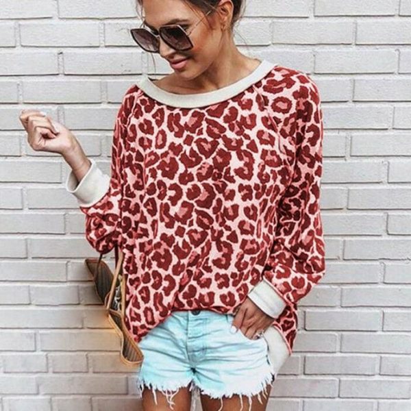 The Best 2019 Fashion Women Autumn Long Sleeve One Shoulder Top Leopard Tee Shirt Femme Ladies Tops Shirt Streetwear Online - Takalr