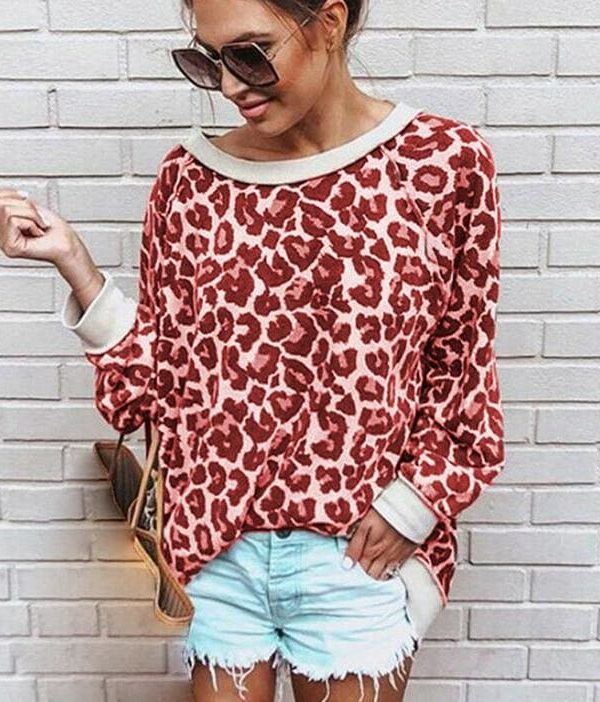 The Best 2019 Fashion Women Autumn Long Sleeve One Shoulder Top Leopard Tee Shirt Femme Ladies Tops Shirt Streetwear Online - Takalr