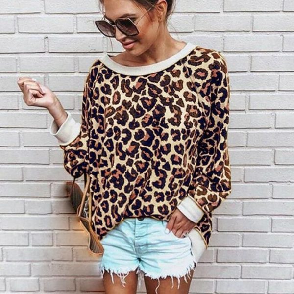 The Best 2019 Fashion Women Autumn Long Sleeve One Shoulder Top Leopard Tee Shirt Femme Ladies Tops Shirt Streetwear Online - Takalr