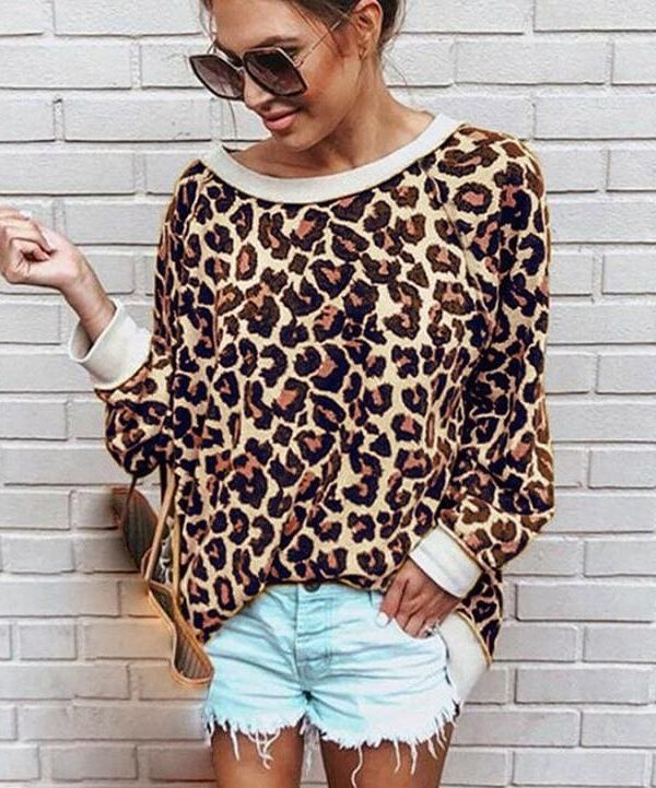 The Best 2019 Fashion Women Autumn Long Sleeve One Shoulder Top Leopard Tee Shirt Femme Ladies Tops Shirt Streetwear Online - Takalr