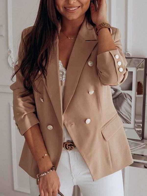 The Best 2019 Fashion Women Autumn Winter Top Long Sleeve V Neck Office OL Blazers Elegant Business Clothes Ladies veste femme Streetwear Online - Takalr