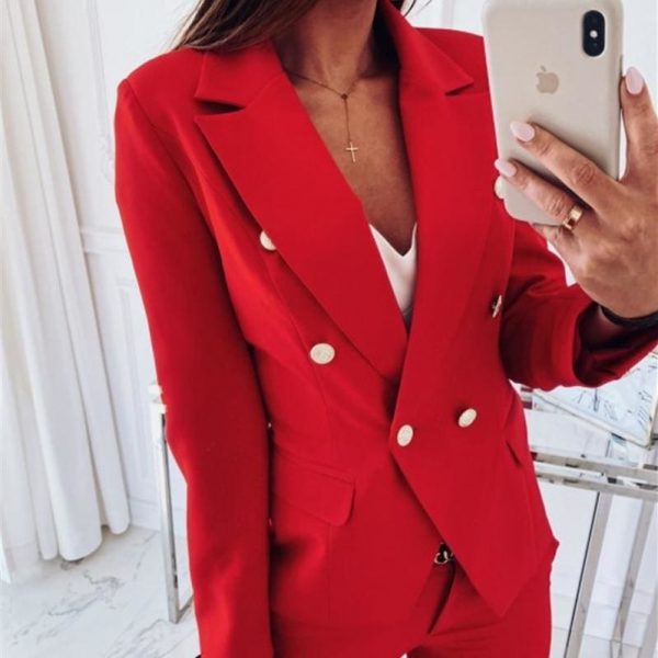 The Best 2019 Fashion Women Autumn Winter Top Long Sleeve V Neck Office OL Blazers Elegant Business Clothes Ladies veste femme Streetwear Online - Takalr