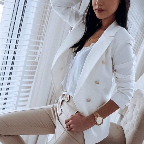 The Best 2019 Fashion Women Autumn Winter Top Long Sleeve V Neck Office OL Blazers Elegant Business Clothes Ladies veste femme Streetwear Online - Takalr