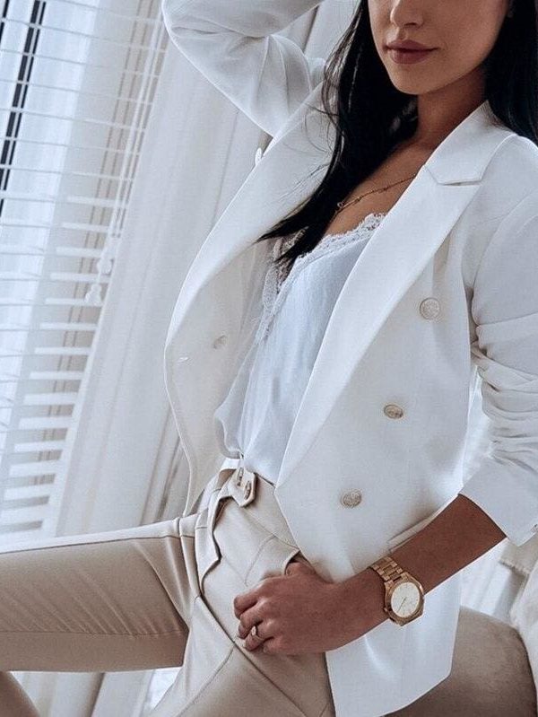 The Best 2019 Fashion Women Autumn Winter Top Long Sleeve V Neck Office OL Blazers Elegant Business Clothes Ladies veste femme Streetwear Online - Takalr