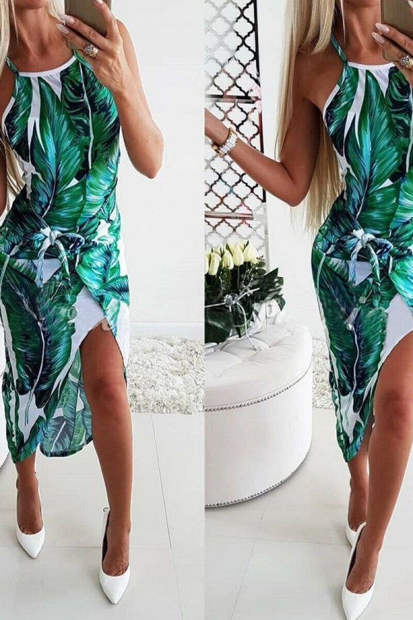 The Best 2019 Fashion Women Bohemian Floral Dress Summer Party Beach Holiday Sleeveless Sexy Slim Fit Dresses Sundress Online - Takalr