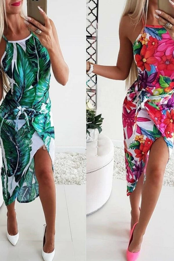 The Best 2019 Fashion Women Bohemian Floral Dress Summer Party Beach Holiday Sleeveless Sexy Slim Fit Dresses Sundress Online - Takalr