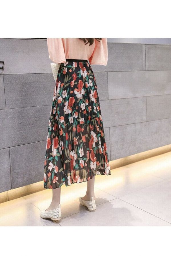 The Best 2019 Fashion Women Floral Pleated Boho Midi Skirt High Waist Ladies Casual Summer Party Cocktail Wrap Skirt Sundress Online - Takalr