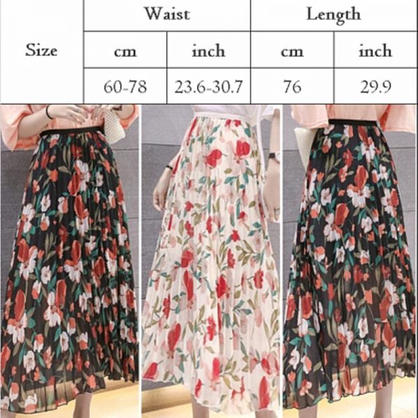 The Best 2019 Fashion Women Floral Pleated Boho Midi Skirt High Waist Ladies Casual Summer Party Cocktail Wrap Skirt Sundress Online - Takalr