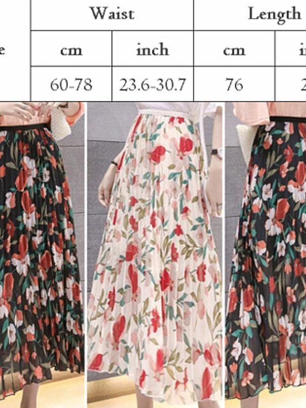 The Best 2019 Fashion Women Floral Pleated Boho Midi Skirt High Waist Ladies Casual Summer Party Cocktail Wrap Skirt Sundress Online - Takalr