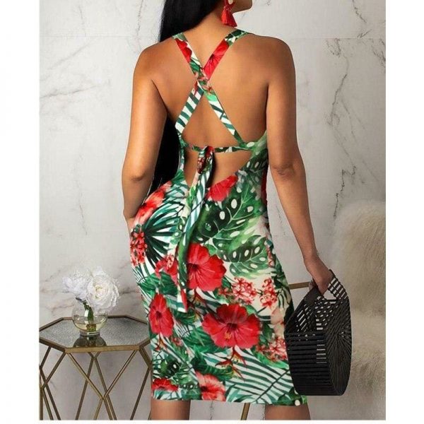 The Best 2019 Fashion Women Ladies Sleeveless Summer Boho Floral Beach Casual Slim Fit Sundress Tight Sexy Sling Hawaiian Dress Online - Takalr