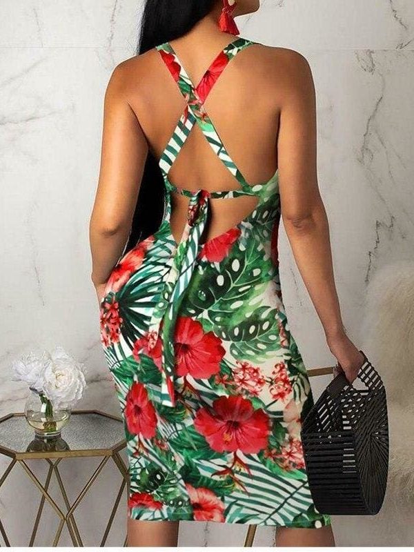 The Best 2019 Fashion Women Ladies Sleeveless Summer Boho Floral Beach Casual Slim Fit Sundress Tight Sexy Sling Hawaiian Dress Online - Takalr