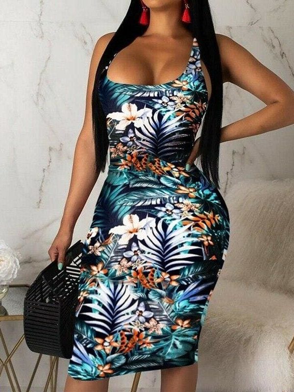 The Best 2019 Fashion Women Ladies Sleeveless Summer Boho Floral Beach Casual Slim Fit Sundress Tight Sexy Sling Hawaiian Dress Online - Takalr